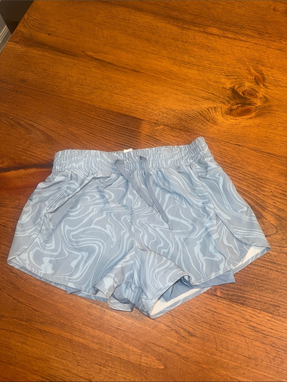 Yogalicious Light Blue Swirl Athletic Shorts